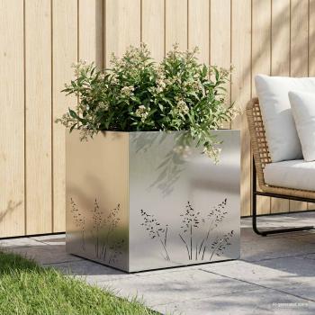 ARDEBO.de - Garten-Pflanzgefäß Silber 50 x 50 x 49 cm Edelstahl