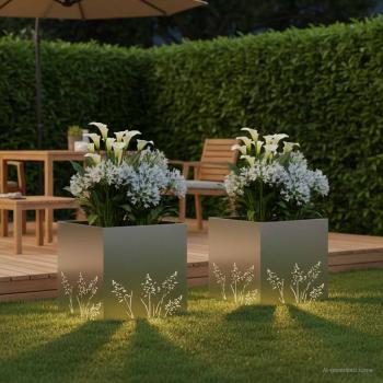 Garten-Pflanzgefäß 2 Stk. Silber 50 x 50 x 49 cm Edelstahl