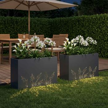 Garten-Pflanzgefäß 2 Stk. Anthrazit 80 x 20 x 49 cm