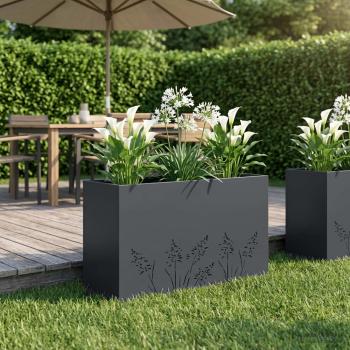 ARDEBO.de - Garten-Pflanzgefäß Anthrazit 80 x 20 x 49 cm