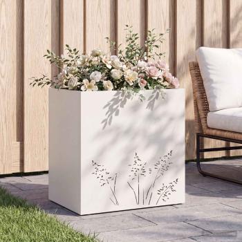 ARDEBO.de - Garten-Pflanzgefäß Weiß 50 x 30 x 49 cm Kaltgewalzter Stahl