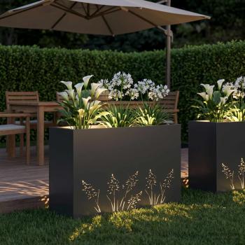 Garten-Pflanzgefäß Schwarz 80 x 30 x 49 cm Kaltgewalzter Stahl