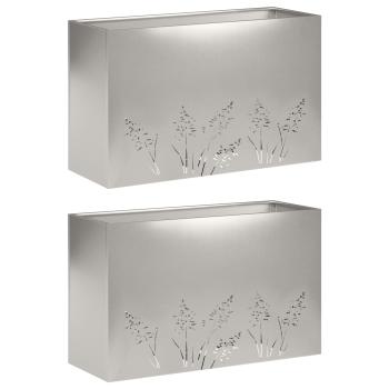 Garten-Pflanzgefäß 2 Stk. Silber 80 x 30 x 49 cm Edelstahl
