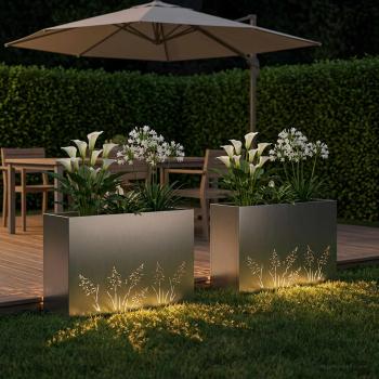 Garten-Pflanzgefäß 2 Stk. Silber 80 x 30 x 49 cm Edelstahl