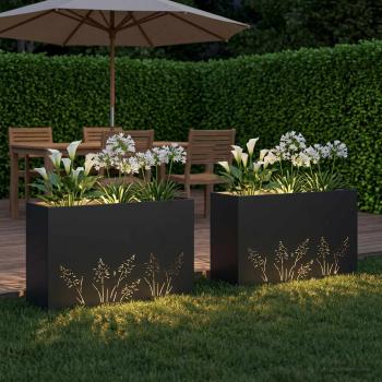 Garten-Pflanzgefäß 2 Stk. Schwarz 80 x 30 x 49 cm