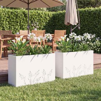 ARDEBO.de - Garten-Pflanzgefäß 2 Stk. Weiß 80 x 20 x 49 cm