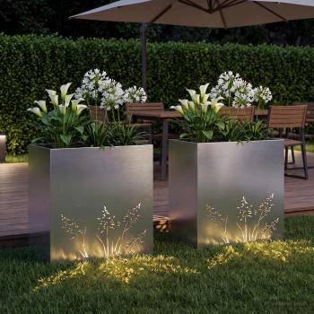 Garten-Pflanzgefäß 2 Stk. Silber 50 x 30 x 49 cm