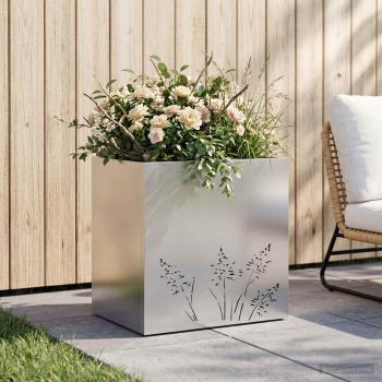 ARDEBO.de - Garten-Pflanzgefäß Silber 50 x 30 x 49 cm Verzinkter Stahl