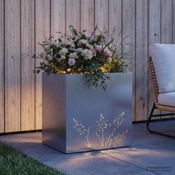 Garten-Pflanzgefäß Silber 50 x 30 x 49 cm Verzinkter Stahl