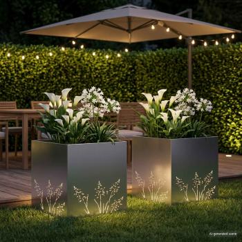 Garten-Pflanzgefäß 2 Stk. Silber 50 x 50 x 49 cm