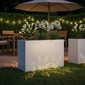 Garten-Pflanzgefäß Weiß 80 x 20 x 49 cm Kaltgewalzter Stahl
