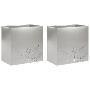 Garten-Pflanzgefäß 2 Stk. Silber 50 x 30 x 49 cm Edelstahl