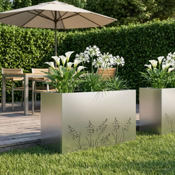 ARDEBO.de - Garten-Pflanzgefäß Silber 80 x 30 x 49 cm Edelstahl