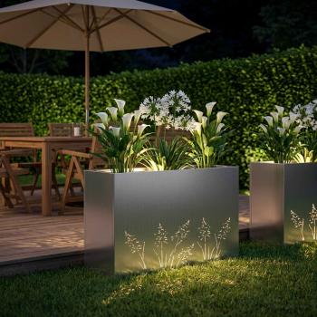 Garten-Pflanzgefäß Silber 80 x 20 x 49 cm Verzinkter Stahl