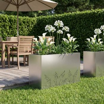 ARDEBO.de - Garten-Pflanzgefäß Silber 80 x 30 x 49 cm Verzinkter Stahl