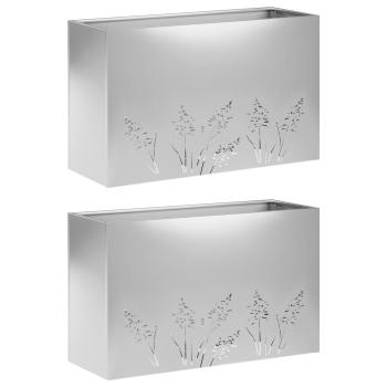 Garten-Pflanzgefäß 2 Stk. Silber 80 x 20 x 49 cm