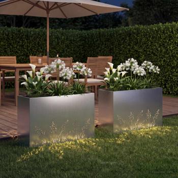 Garten-Pflanzgefäß 2 Stk. Silber 80 x 20 x 49 cm
