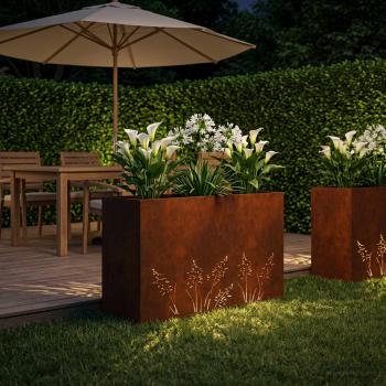 Garten-Pflanzgefäß Rostoptik 80 x 30 x 49 cm Wetterfeststahl