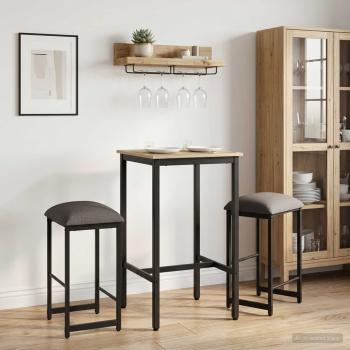 ARDEBO.de - Barhocker 2 Stk. Hellgrau 40 x 32 x 64 cm Holzwerkstoff