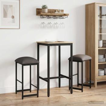 ARDEBO.de - Barhocker 2 Stk. Hellgrau 40 x 32 x 74 cm Holzwerkstoff