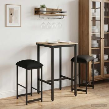 ARDEBO.de - Barhocker 2 Stk. Schwarz 40 x 32 x 74 cm Holzwerkstoff