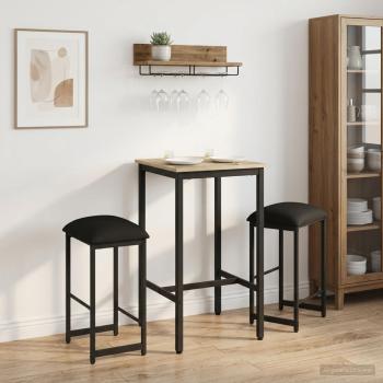 ARDEBO.de - Barhocker 2 Stk. Schwarz 40 x 32 x 64 cm Holzwerkstoff