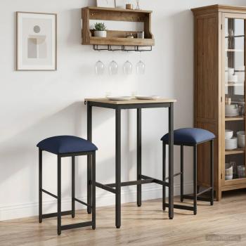 ARDEBO.de - Barhocker 2 Stk. Blau 40 x 32 x 64 cm Holzwerkstoff