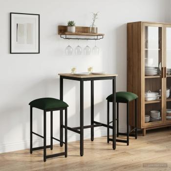 ARDEBO.de - Barhocker 2 Stk. Dunkelgrün 40 x 32 x 74 cm Holzwerkstoff