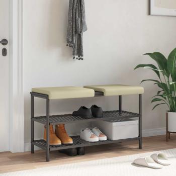 ARDEBO.de - Bankkissen 2 stk. Kunstleder Creme Tiefe 35 cm