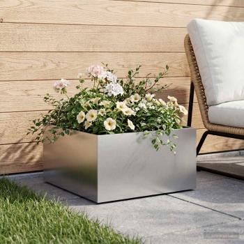 ARDEBO.de - Garten-Pflanzgefäß Silber 60 x 60 x 30 cm Verzinkter Stahl