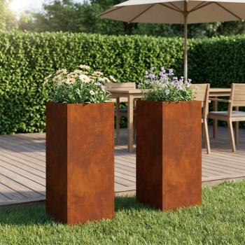 ARDEBO.de - Garten-Pflanzgefäß 2 stk. Rostoptik 20 x 20 x 40 cm