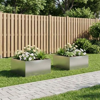 ARDEBO.de - Garten-Pflanzgefäß 2 stk. Silber 60 x 60 x 40 cm Edelstahl