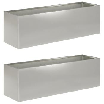 Garten-Pflanzgefäß 2 stk. Silber 100 x 30 x 30 cm Edelstahl