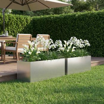 ARDEBO.de - Garten-Pflanzgefäß 2 stk. Silber 60 x 20 x 20 cm