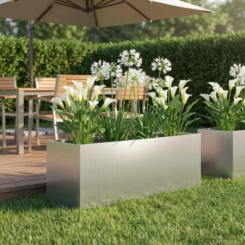 ARDEBO.de - Garten-Pflanzgefäß Silber 40 x 20 x 20 cm Verzinkter Stahl