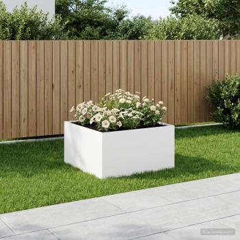 ARDEBO.de - Garten-Pflanzgefäß Weiß 60 x 60 x 40 cm Kaltgewalzter Stahl