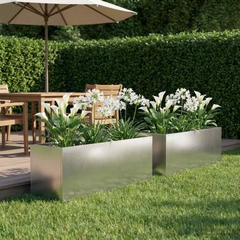 ARDEBO.de - Garten-Pflanzgefäß 2 stk. Silber 60 x 20 x 20 cm Edelstahl