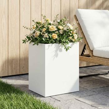 ARDEBO.de - Garten-Pflanzgefäß Weiß 40 x 30 x 50 cm Kaltgewalzter Stahl