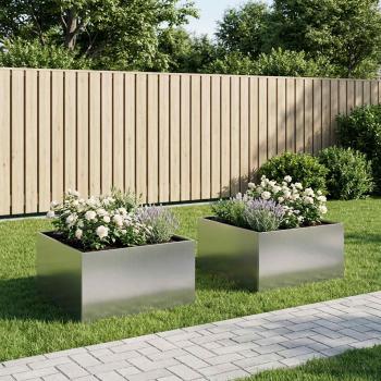 ARDEBO.de - Garten-Pflanzgefäß 2 stk. Silber 80 x 80 x 40 cm