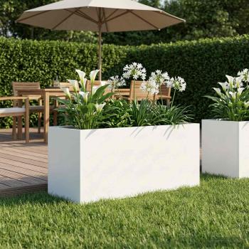 ARDEBO.de - Garten-Pflanzgefäß Weiß 80 x 40 x 40 cm Kaltgewalzter Stahl