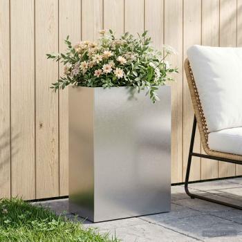 ARDEBO.de - Garten-Pflanzgefäß Silber 40 x 30 x 75 cm Edelstahl