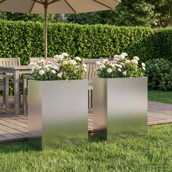 ARDEBO.de - Garten-Pflanzgefäß 2 stk. Silber 40 x 20 x 40 cm
