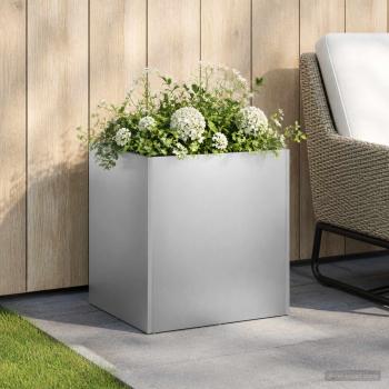 ARDEBO.de - Garten-Pflanzgefäß Silber 45 x 45 x 45 cm Edelstahl