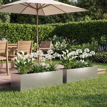 ARDEBO.de - Garten-Pflanzgefäß 2 stk. Silber 80 x 20 x 20 cm