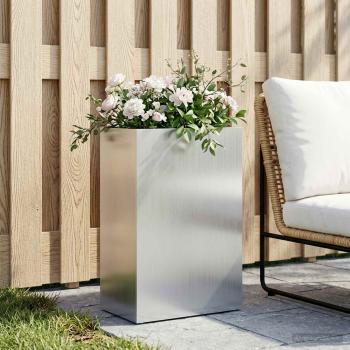 ARDEBO.de - Garten-Pflanzgefäß Silber 40 x 30 x 75 cm Verzinkter Stahl