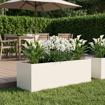 ARDEBO.de - Garten-Pflanzgefäß Weiß 80 x 30 x 30 cm Kaltgewalzter Stahl