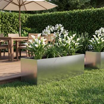 ARDEBO.de - Garten-Pflanzgefäß Silber 40 x 20 x 20 cm Edelstahl