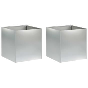 Garten-Pflanzgefäß 2 stk. Silber 25 x 25 x 25 cm