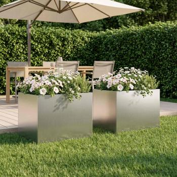 ARDEBO.de - Garten-Pflanzgefäß 2 stk. Silber 40 x 30 x 30 cm