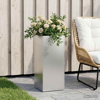ARDEBO.de - Garten-Pflanzgefäß Silber 20 x 20 x 50 cm Verzinkter Stahl